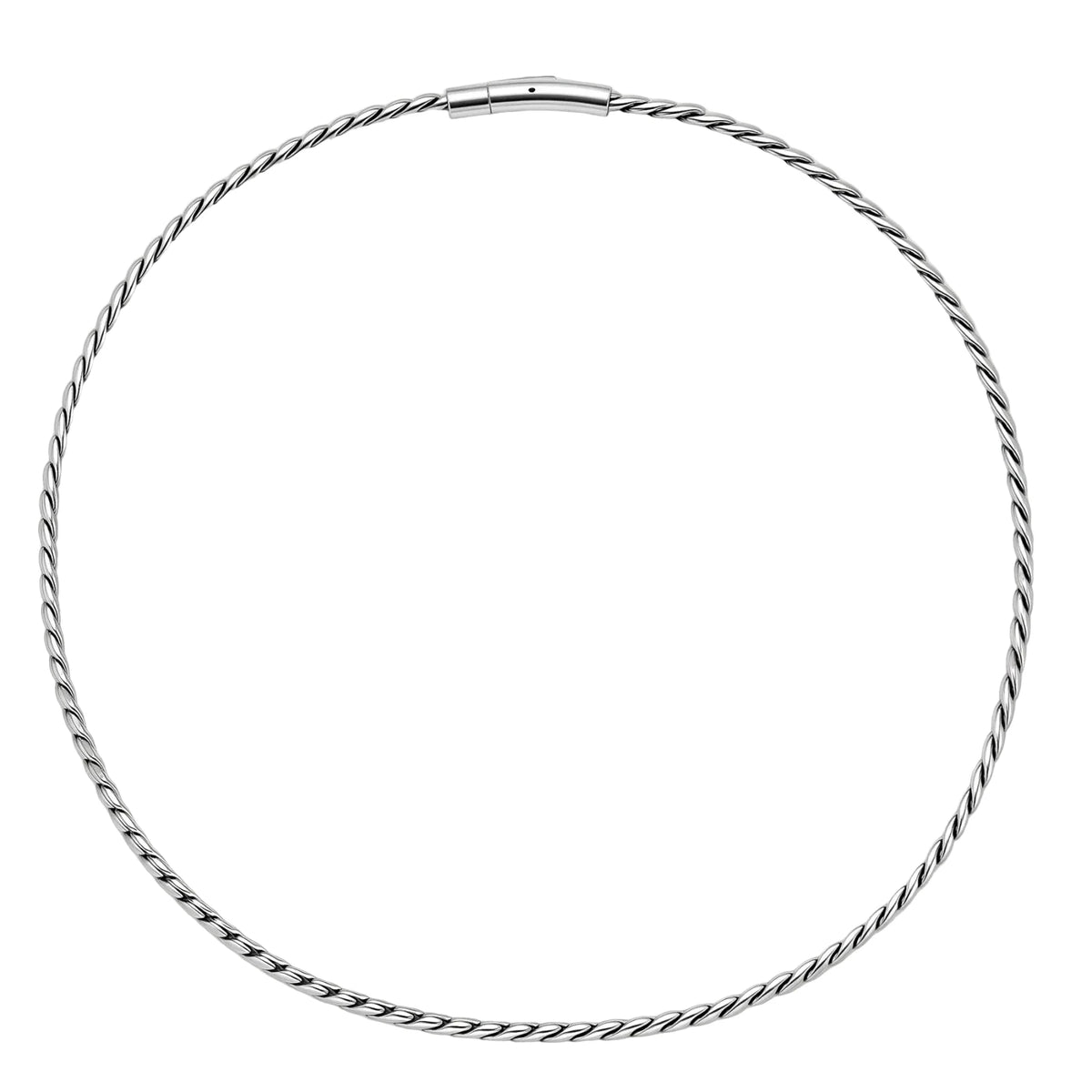 Men's 316L stainless steel twisted rope chain necklace, 560mm length, 3.9mm width, silver tone, screw clasp.