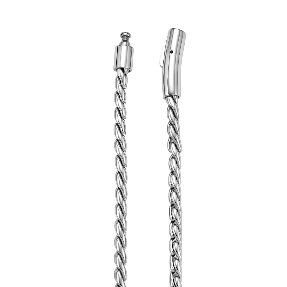 Men's 316L stainless steel twisted rope chain necklace, 560mm length, 3.9mm width, silver tone, screw clasp.